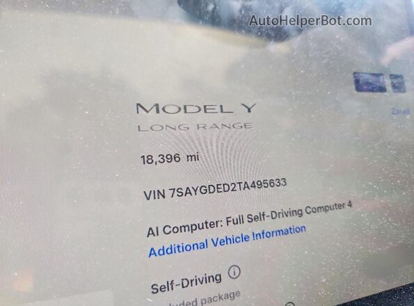 7SAYGDED2TA495633 2026 TESLA MODEL Black Instrument cluster view