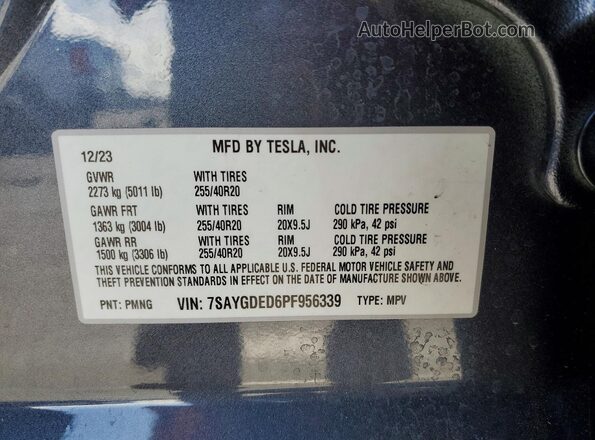 7SAYGDED6PF956339 2023 TESLA MODEL Gray Engine compartment view