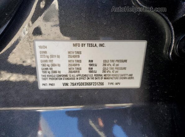 7SAYGDED6SF231266 2025 TESLA MODEL Gray Vista del compartimento del motor