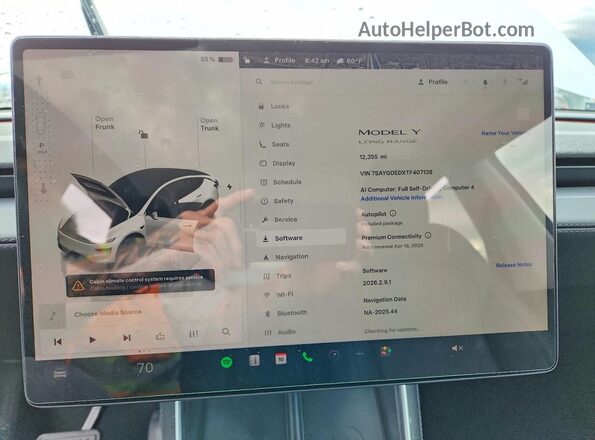 7SAYGDEDXTF407138 2026 TESLA MODEL Белый Вид щитка приборов