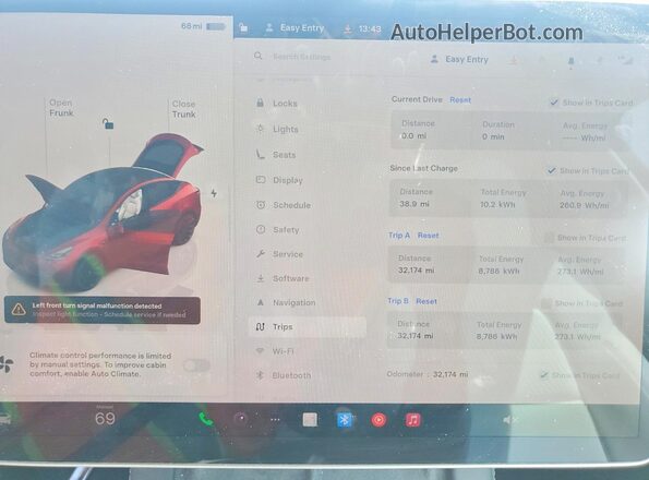 7SAYGDEE0PA173426 2023 TESLA MODEL Red ხელსაწყოთა პანელის ხედი