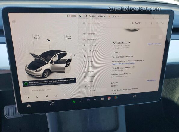 7SAYGDEE0PF623028 2023 TESLA MODEL White Вид щитка приладів