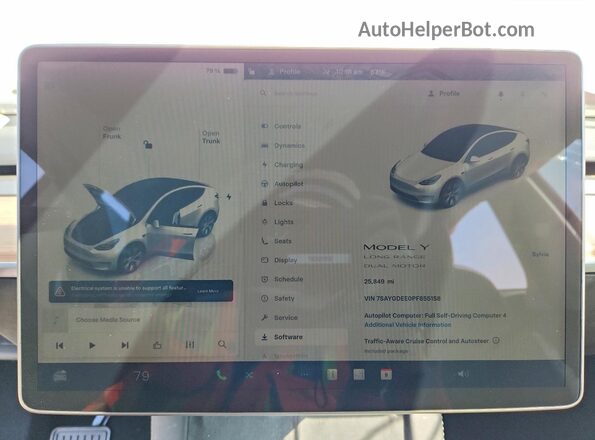 7SAYGDEE0PF855158 2023 TESLA MODEL White Vista del cuadro de instrumentos
