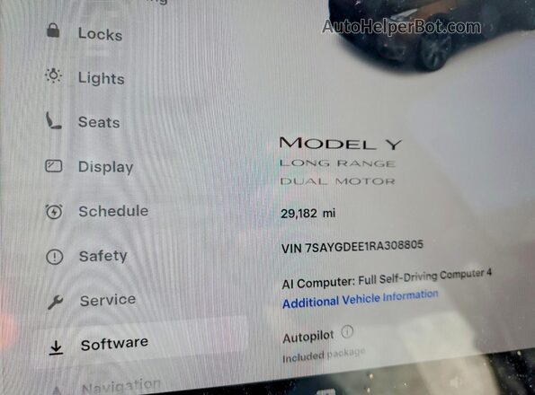 7SAYGDEE1RA308805 2024 TESLA MODEL Gray ხელსაწყოთა პანელის ხედი