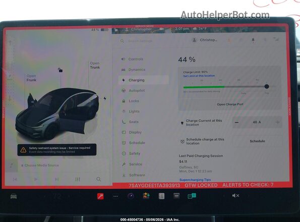 7SAYGDEE1TA393913 2026 TESLA MODEL Y Gray 