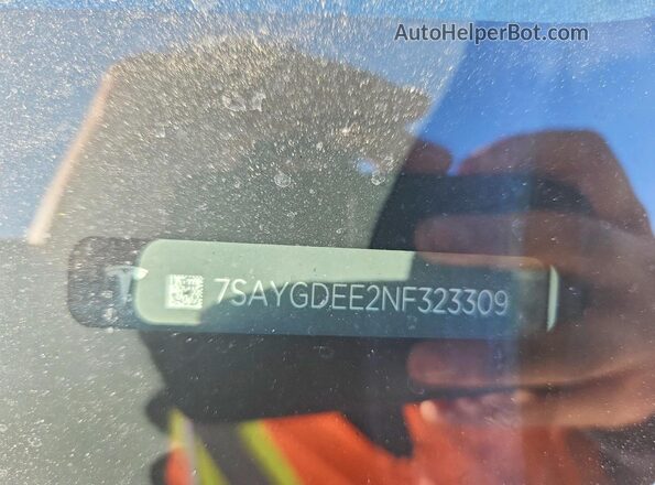 7SAYGDEE2NF323309 2022 TESLA MODEL White VIN sticker view