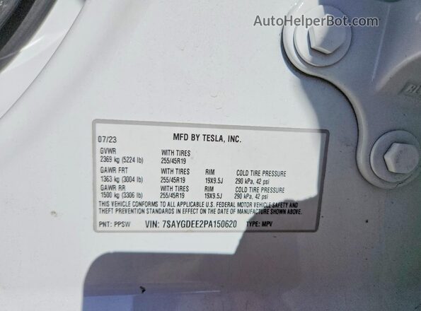 7SAYGDEE2PA150620 2023 TESLA MODEL White Engine compartment view