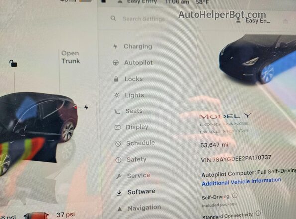 7SAYGDEE2PA170737 2023 TESLA MODEL Black Սարքավորումների վահանակի տեսք