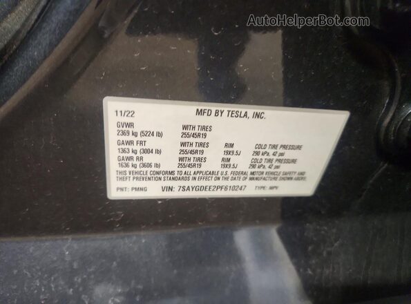 7SAYGDEE2PF610247 2023 TESLA MODEL Угольный Вид подкапотного пространства
