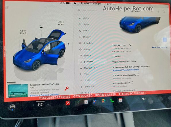 7SAYGDEE3PA135169 2023 TESLA MODEL Синий Вид щитка приборов