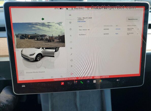 7SAYGDEE3PF700829 2023 TESLA MODEL White Սարքավորումների վահանակի տեսք