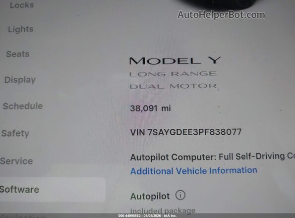 7SAYGDEE3PF838077 2023 TESLA MODEL Y Black სალონის 360-გრადუსიანი ხედი