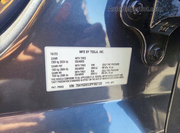 7SAYGDEE3PF902120 2023 TESLA MODEL Charcoal Engine compartment view