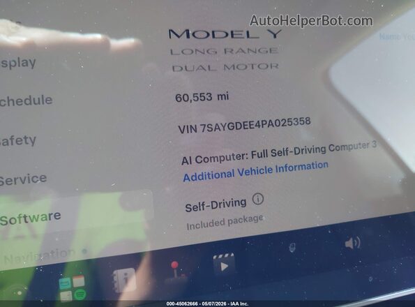 7SAYGDEE4PA025358 2023 TESLA MODEL Y Gray 