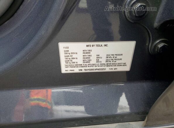 7SAYGDEE4PA033251 2023 TESLA MODEL Black 360 interior view