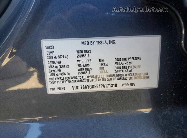 7SAYGDEE4PA171310 2023 TESLA MODEL Gray Вид підкапотного простору