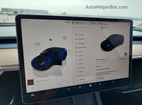 7SAYGDEE4PA186597 2023 TESLA MODEL Blue Vista del cuadro de instrumentos