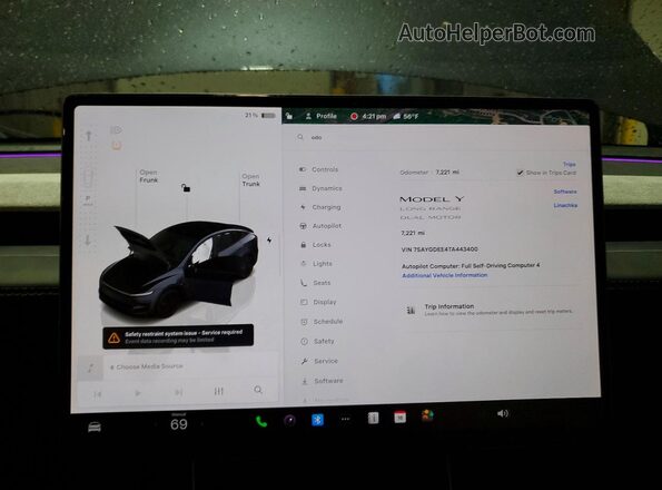 7SAYGDEE4TA443400 2026 TESLA MODEL Gray Widok zestawu wskaźników