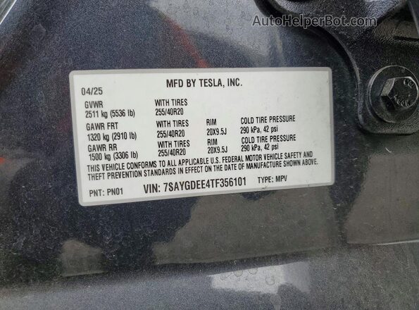7SAYGDEE4TF356101 2026 TESLA MODEL Black Vista del compartimento del motor