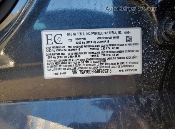 7SAYGDEE5RF989313 2024 TESLA MODEL Black Engine compartment view