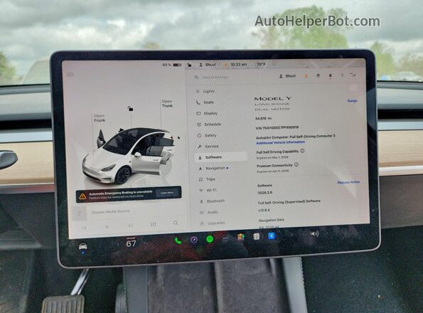 7SAYGDEE7PF690919 2023 TESLA MODEL White Սարքավորումների վահանակի տեսք