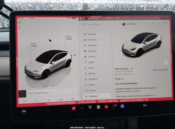 7SAYGDEE8NF568681 2022 TESLA MODEL Y White Հետևի նստատեղերի տեսք