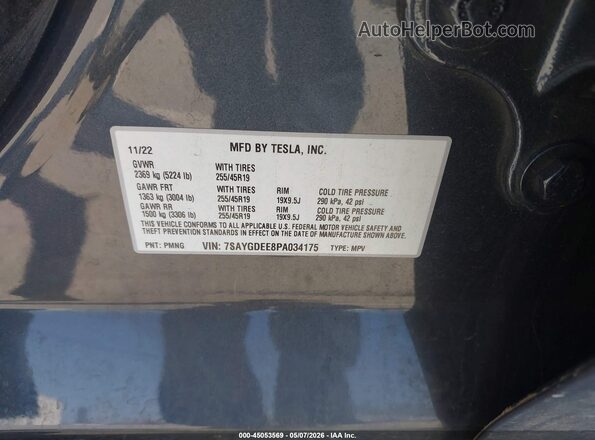 7SAYGDEE8PA034175 2023 TESLA MODEL Y Gray Engine compartment view