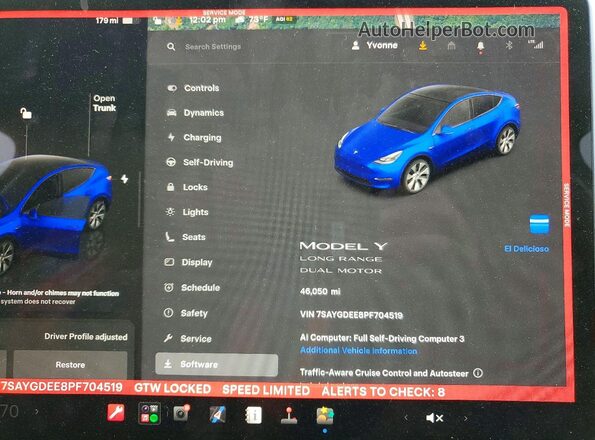 7SAYGDEE8PF704519 2023 TESLA MODEL Blue Вид щитка приладів
