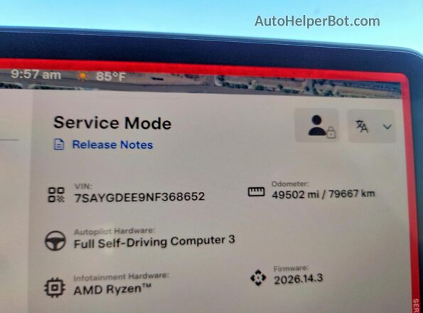 7SAYGDEE9NF368652 2022 TESLA MODEL Black Սարքավորումների վահանակի տեսք