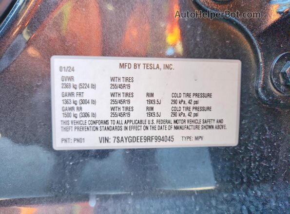 7SAYGDEE9RF994045 2024 TESLA MODEL Black Engine compartment view
