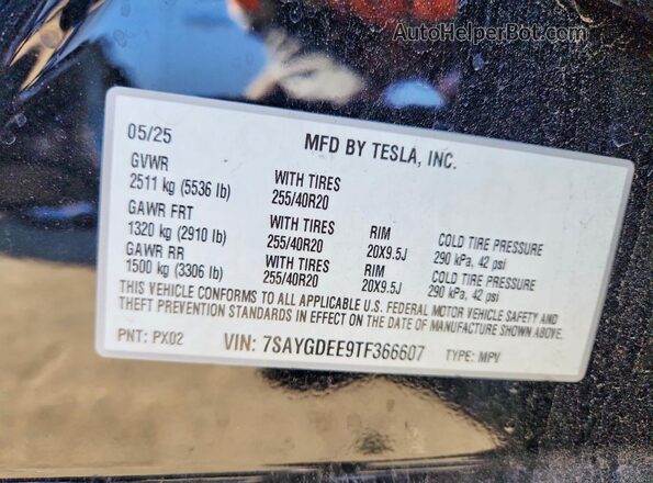 7SAYGDEE9TF366607 2026 TESLA MODEL Black Engine compartment view