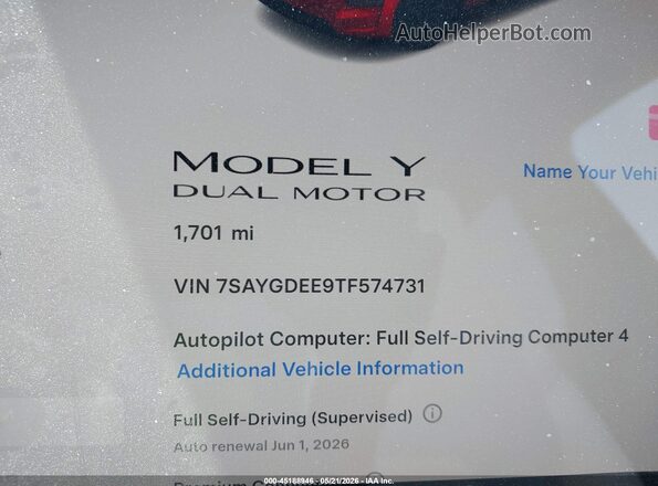 7SAYGDEE9TF574731 2026 TESLA MODEL Y Red Հետևի նստատեղերի տեսք
