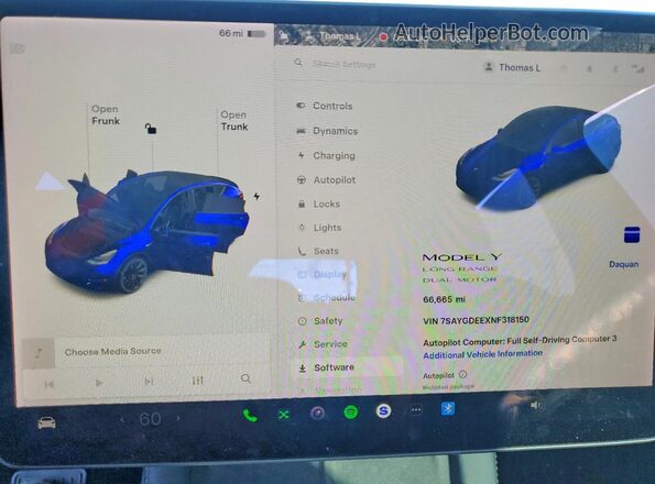 7SAYGDEEXNF318150 2022 TESLA MODEL Черный Вид щитка приборов