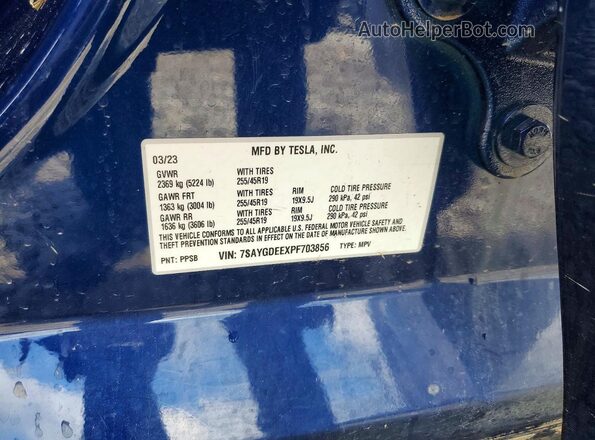 7SAYGDEEXPF703856 2023 TESLA MODEL Синий Вид подкапотного пространства