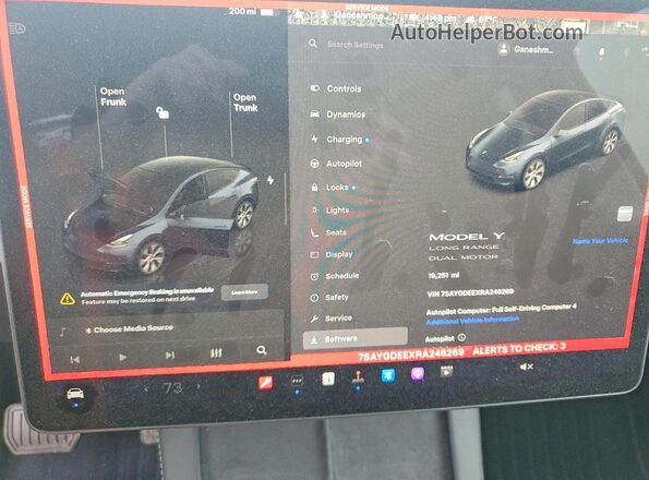 7SAYGDEEXRA246269 2024 TESLA MODEL Gray Widok zestawu wskaźników