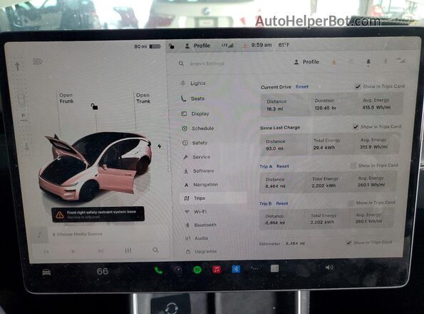 7SAYGDEEXTF412767 2026 TESLA MODEL White Вид щитка приладів