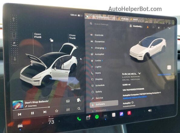 7SAYGDEEXTF518068 2026 TESLA MODEL White Vista del cuadro de instrumentos