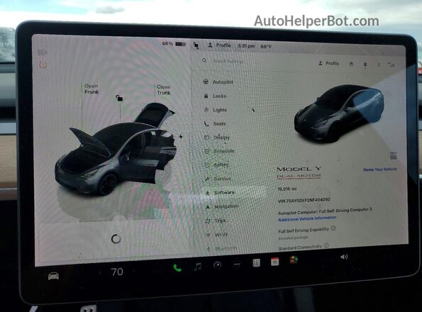 7SAYGDEF2NF404092 2022 TESLA MODEL Gray Vista del cuadro de instrumentos