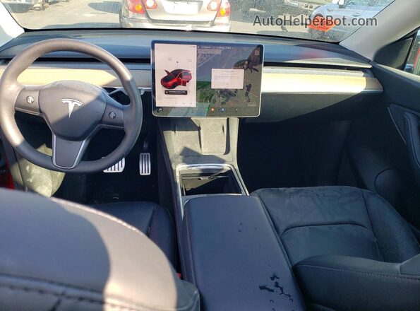 7SAYGDEF5NF486819 2022 TESLA MODEL Red Dashboard view