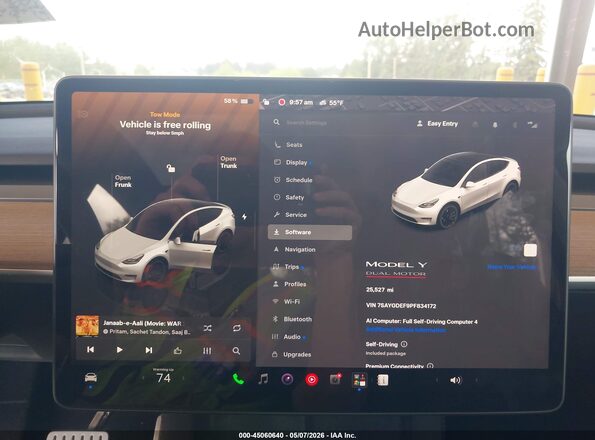 7SAYGDEF9PF834172 2023 TESLA MODEL Y White Widok tylnych siedzeń