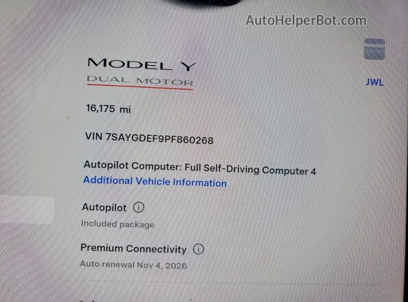 7SAYGDEF9PF860268 2023 TESLA MODEL Gray Vista del cuadro de instrumentos