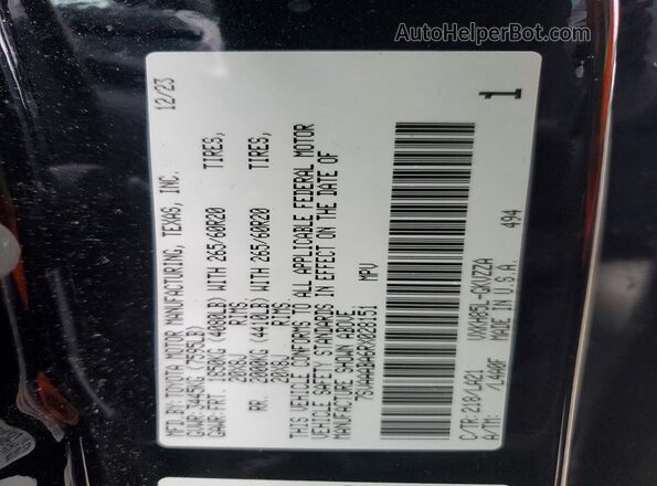 7SVAAABA6RX028151 2024 TOYOTA SEQUOIA Black VIN sticker view