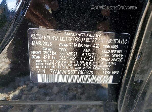 7YAMWFS50TY000378 2026 HYUNDAI IONIQ Black Vista de la etiqueta del VIN