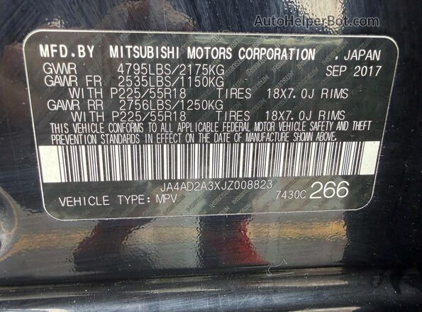 JA4AD2A3XJZ008823 2018 MITSUBISHI OUTLANDER Черный Вид задних сидений