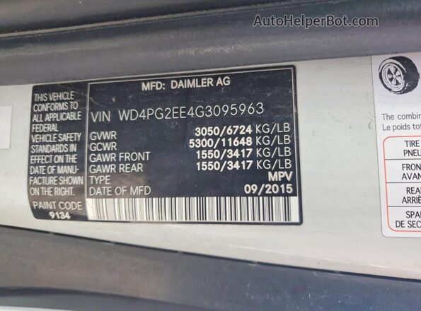 WD4PG2EE4G3095963 2016 MERCEDES-BENZ METRIS White Панорамний вид салону 360°