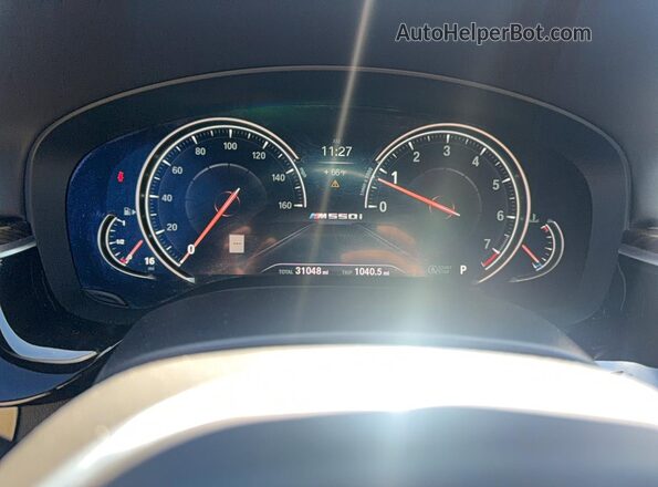 WBAJB9C57JB049807 2018 BMW M5 White Instrument cluster view