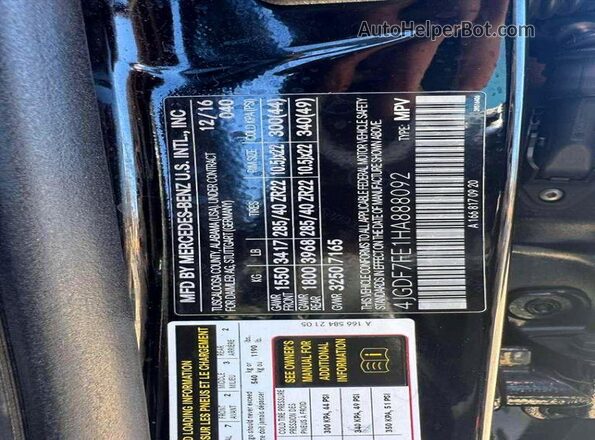 4JGDF7FE1HA888092 2017 MERCEDES-BENZ GLS Black უკანა სალონის ხედი