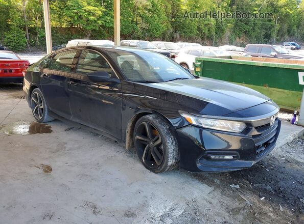 1HGCV2F3XJA049084 2018 HONDA ACCORD Black Widok z przodu