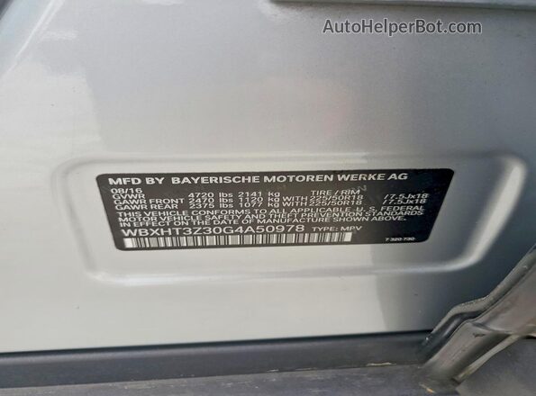 WBXHT3Z30G4A50978 2016 BMW X1 Silver Панорамний вид салону 360°