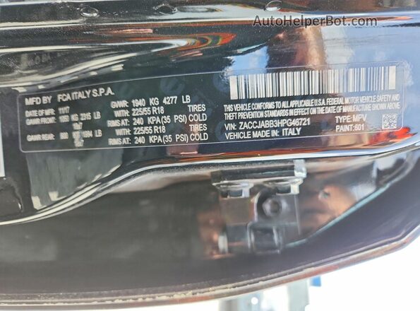 ZACCJABB3HPG46721 2017 JEEP RENEGADE Черный Панорамный вид салона 360°